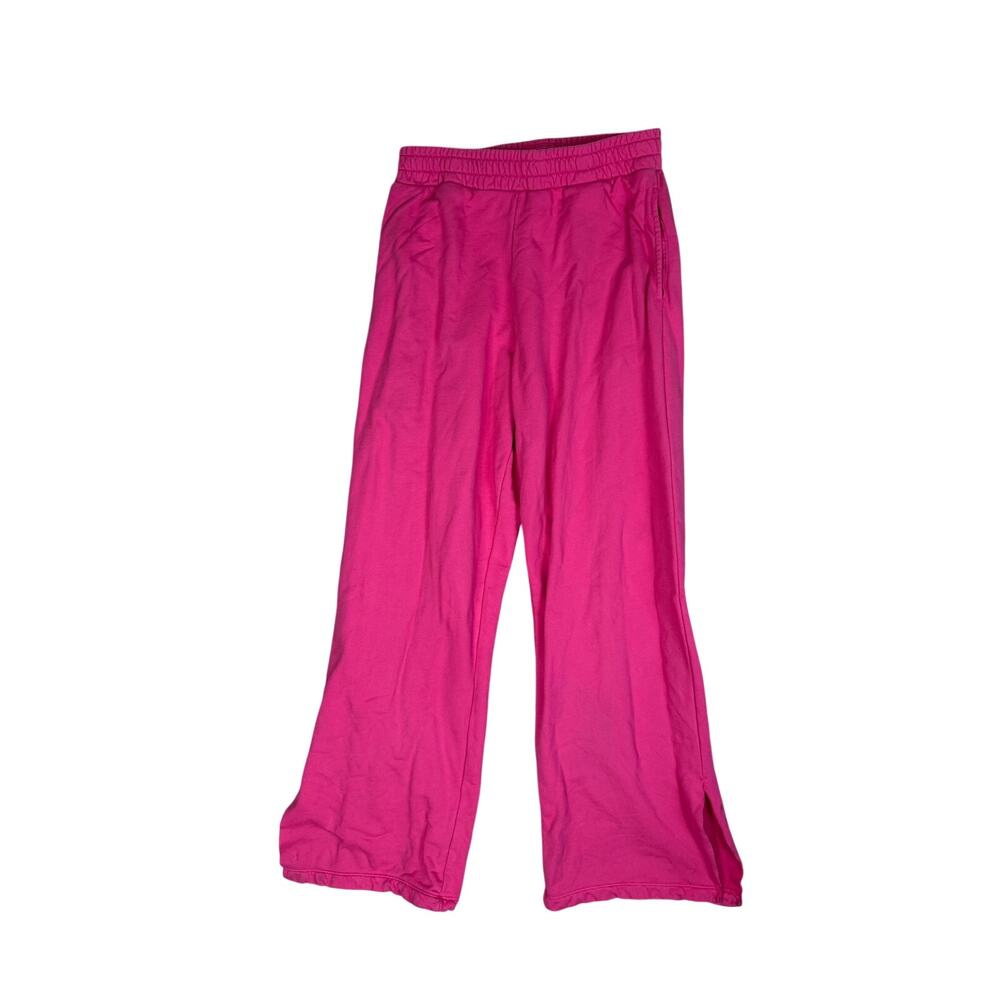 Daily Drill High Waisted Hot Pink Wide Leg Split Hem Sweatpants Medium Large